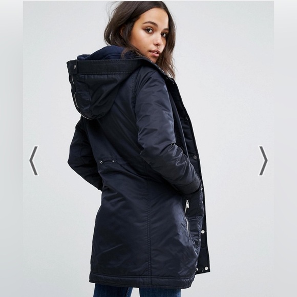 Abercrombie & Fitch S Black water wind resistant Luxe Nylon Parka Winter Coat - Picture 4 of 15